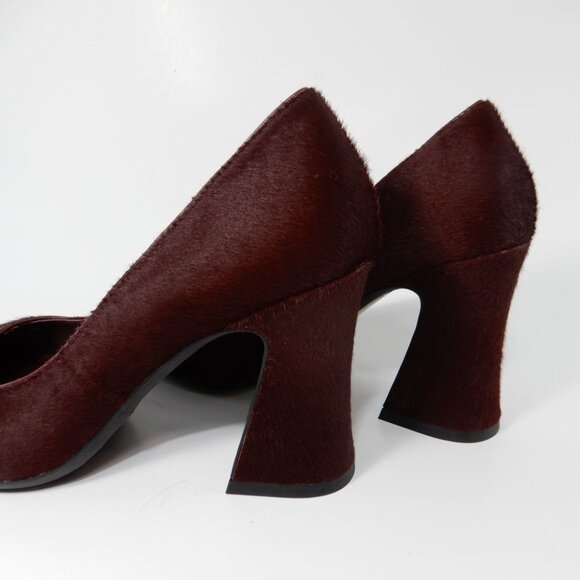Jeffrey Campbell Buxom Pumps Heels Size 5.5 Genuine Calf Hair Wine Burgundy NEW - Picture 7 of 12